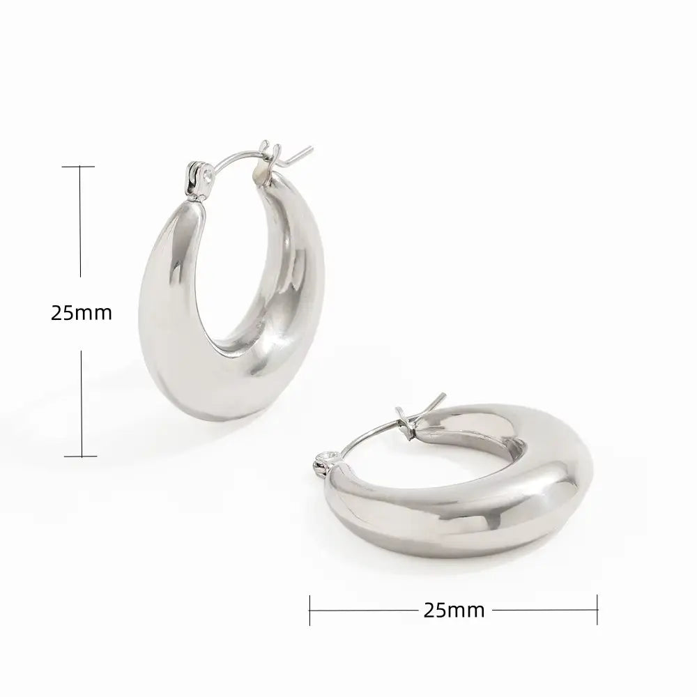 Silver Statement Huggie Hoop - Medium 25mm